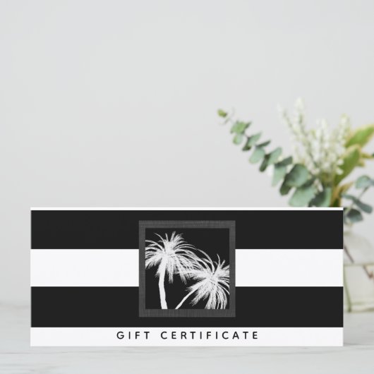 Zwart-wit Tropisch Palm Treft Cadeaucertificaat (Staand voorkant)