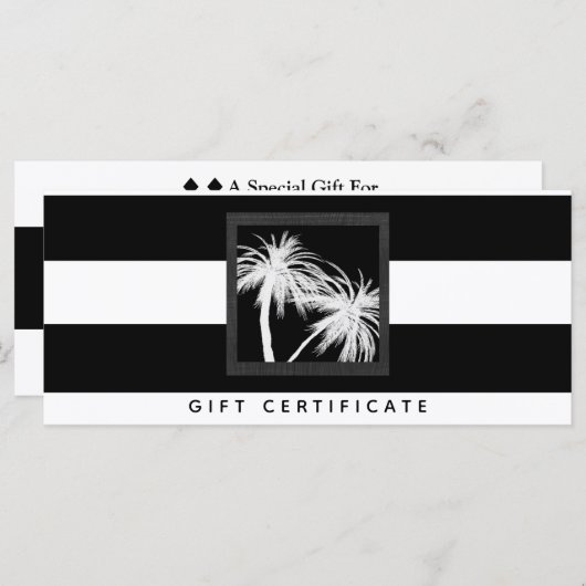 Zwart-wit Tropisch Palm Treft Cadeaucertificaat (Voorkant / Achterkant)