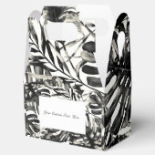 Zwart-wit tropisch palmledereiland Weddenschap Bedankdoosjes (Geopend)