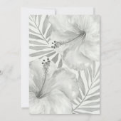 Zwart & Wit Tropisch Strand Palm Hibiscus Bruiloft Kaart (Achterkant)
