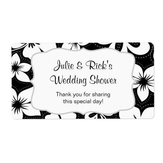 Zwart Wit Tropisch Water Fles - pas het aan! Etiket (Voorkant)