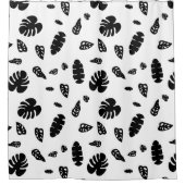 Zwart-wit tropisch zomerbladpatroon douchegordijn (Voorkant)