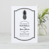 Zwart & Wit Tropische Ananas Elegante Chic Kaart (Staand voorkant)