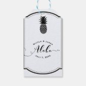 Zwart Wit Tropische Ananas Favor MAHALO ALOHA Cadeaulabel (Achterkant)