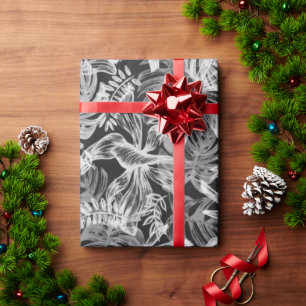 Zwart-wit tropische bladeren cadeaupapier
