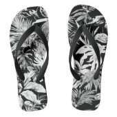 Zwart-wit tropische bladeren Flip Flops voor het s (Voetbed)