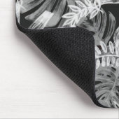 Zwart-wit tropische bladeren muismat (Hoek)