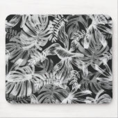 Zwart-wit tropische bladeren muismat (Voorkant)