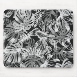 Zwart-wit tropische bladeren muismat