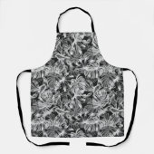 Zwart-wit tropische bladeren schort (Voorkant)