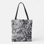 Zwart-wit tropische bladeren tote bag (Achterkant)