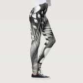 Zwart-wit Tropische Bloemen Gym Leggings (Rechts)