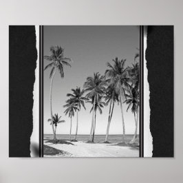 Zwart-wit Tropische Kunst Printable Poster