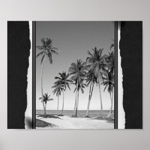 Zwart-wit Tropische Kunst Printable Poster