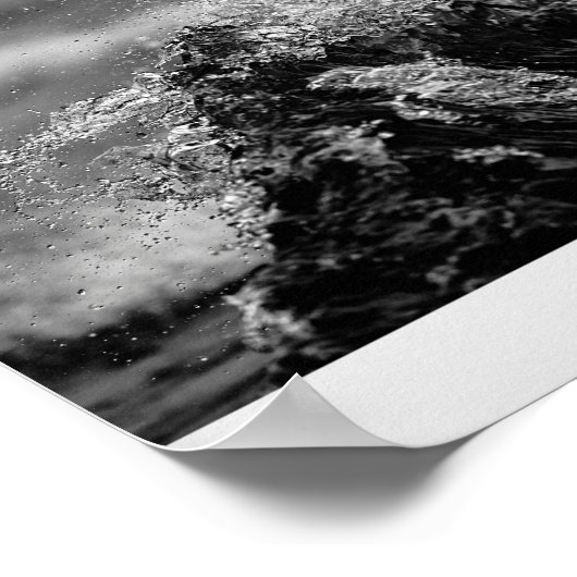 Zwart-wit Tropische Ocean Wave Printable Art Poster (Hoek)