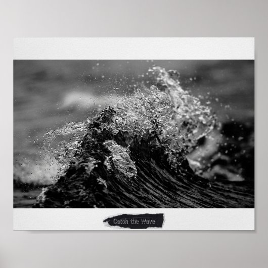 Zwart-wit Tropische Ocean Wave Printable Art Poster (Voorkant)