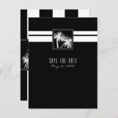 Zwart-wit Tropische Palm Modern Save the Date Aankondigingskaart (Voorkant / Achterkant)