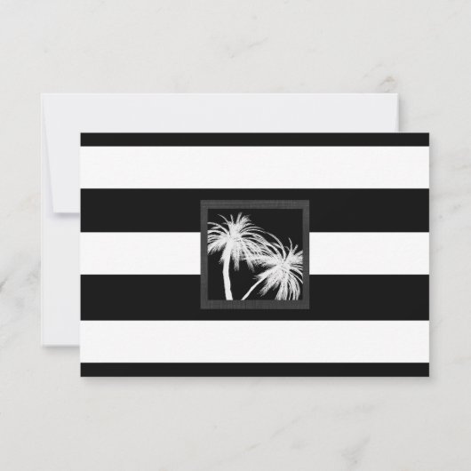 Zwart & Wit Tropische Palm Moderne Bruiloft RSVP (Achterkant)