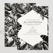 Zwart-wit tropische palmbladeren bruiloft kaart (Voorkant / Achterkant)