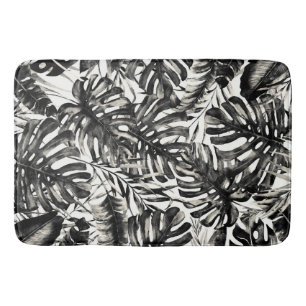 Zwart & Wit Tropische Palmbladeren Eiland Chic Badmat