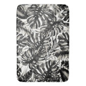 Zwart & Wit Tropische Palmbladeren Eiland Chic Badmat (Voorkant Verticaal)