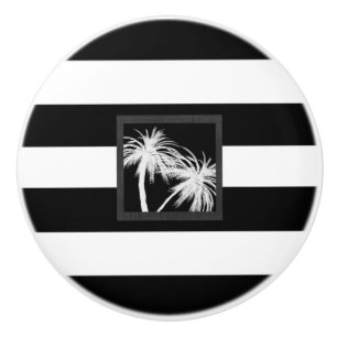 Zwart & Wit Tropische Palmbomen Modern Chic Keramische Knop