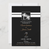 Zwart Wit Tropische Palmbomen Modern Verloving Kaart (Voorkant)