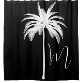 Zwart Wit Tropische palmboom  Elegant Douchegordijn