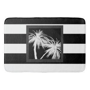Zwart & Wit Tropische Palmboom Moderne Chic Badmat