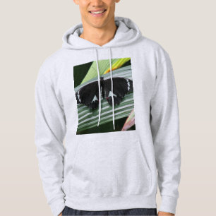 Zwart-wit tropische vlinder hoodie