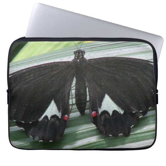Zwart-wit Tropische Vlinder Laptop Sleeve (Voorkant)