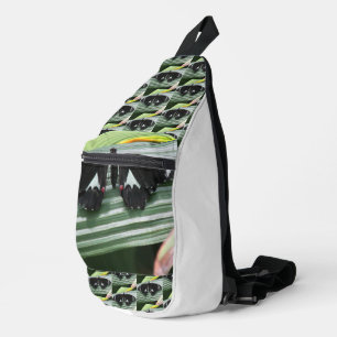 Zwart-wit tropische vlinder sling bag