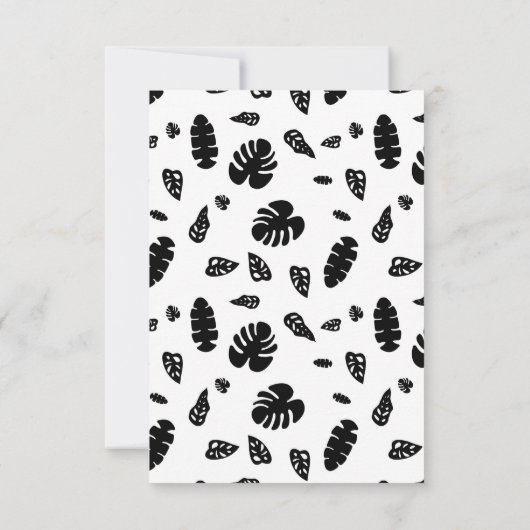 Zwart-wit tropische zomerbladeren patroon bedankkaart (Achterkant)