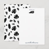 Zwart-wit tropische zomerbladeren patroon bedankkaart (Voorkant / Achterkant)