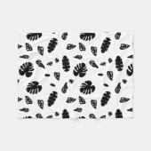 Zwart-wit tropische zomerbladeren patroon fleece deken (Voorkant (Horizontaal))