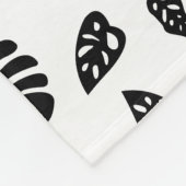 Zwart-wit tropische zomerbladeren patroon fleece deken (Hoek)