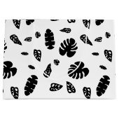 Zwart-wit tropische zomerbladeren patroon groot cadeauzakje (Voorkant)