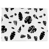 Zwart-wit tropische zomerbladeren patroon groot cadeauzakje (Achterkant)
