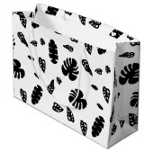 Zwart-wit tropische zomerbladeren patroon groot cadeauzakje (Achterkant Gekanteld)