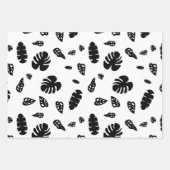 Zwart-wit tropische zomerbladeren patroon inpakpapier vel (Voorkant 3)