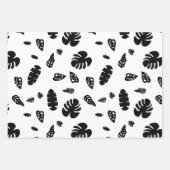 Zwart-wit tropische zomerbladeren patroon inpakpapier vel (Voorkant 2)