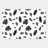 Zwart-wit tropische zomerbladeren patroon inpakpapier vel (Voorkant)