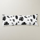 Zwart-wit tropische zomerbladeren patroon lichaamskussen (Achterkant)