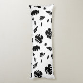 Zwart-wit tropische zomerbladeren patroon lichaamskussen (Achterkant (Verticaal))