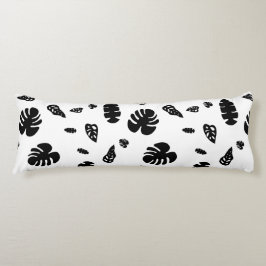 Zwart-wit tropische zomerbladeren patroon lichaamskussen