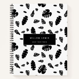 Zwart-wit tropische zomerbladeren patroon notitieboek