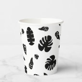 Zwart-wit tropische zomerbladeren patroon papieren bekers (Links)