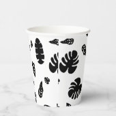 Zwart-wit tropische zomerbladeren patroon papieren bekers (Rechts)