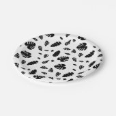 Zwart-wit tropische zomerbladeren patroon papieren bordje (Gekanteld)