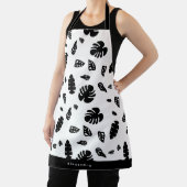 Zwart-wit tropische zomerbladeren patroon schort (Insitu)